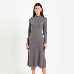 NWT Zara Knit Midi Dress‎ Womens S Gray Knitted Bodycon Ribbed Stretch